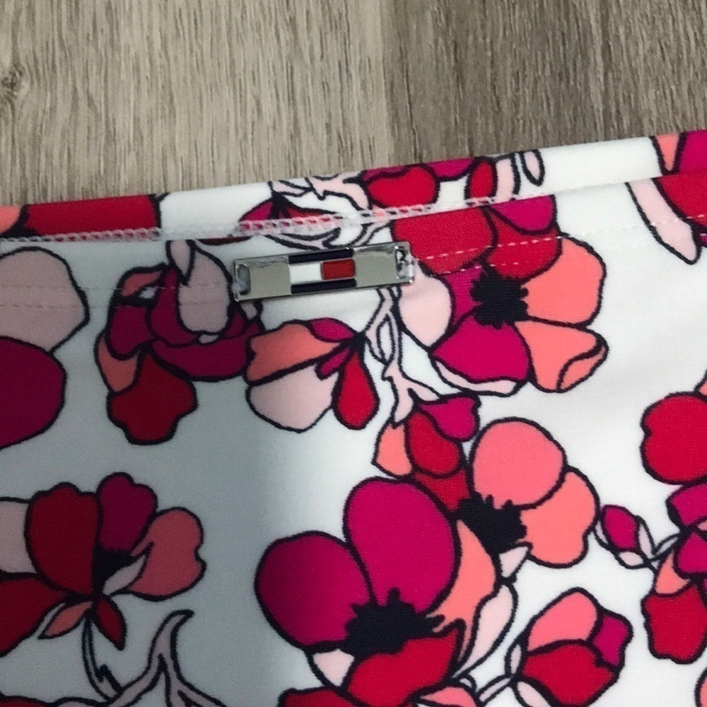 Tommy Hilfiger High Waisted Floral Pink Red White Swim Bikini Bottom Magenta - Picture 9 of 9